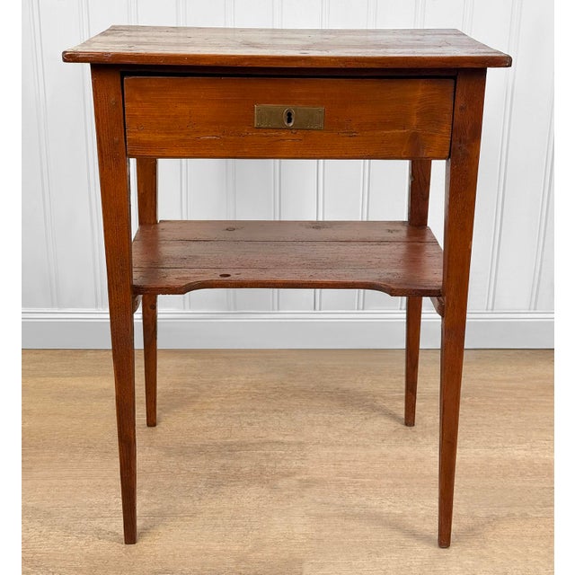 Antique Primitive Farmhouse Pine Single Drawer Side Table For Sale - Image 4 of 13