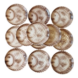 Vintage Sarreguemines Zoomorphic Plates, 1970s, Set of 12 For Sale