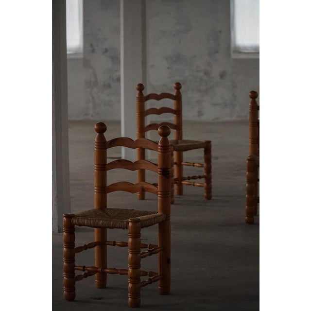 Wood Modern Brutalist French Chairs in the style of Charles Dudouyt, 1960s, Set of 6 For Sale - Image 7 of 18