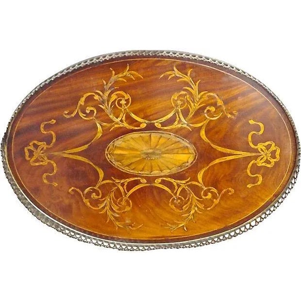 Sheraton Antique Oval Inlaid Pedestal Table For Sale - Image 4 of 7