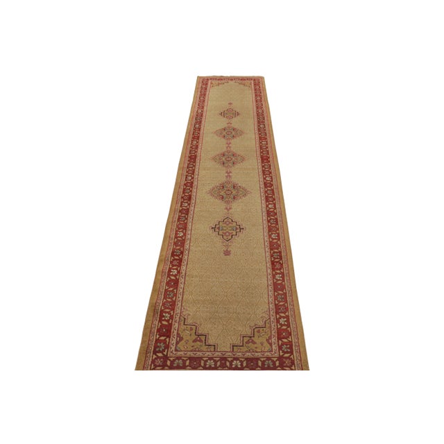 Late 18th Century Antique Agra Red and Tan Geometric-Floral Wool Runner For Sale - Image 5 of 7