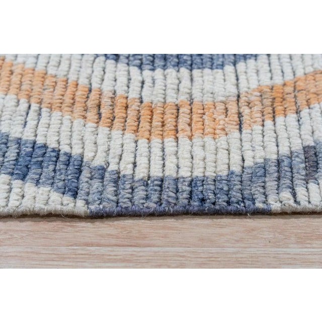 9x12 Gray Hand-Knotted Wool Linear Tribal Motifs Modern Carpet Rug For Sale - Image 4 of 10