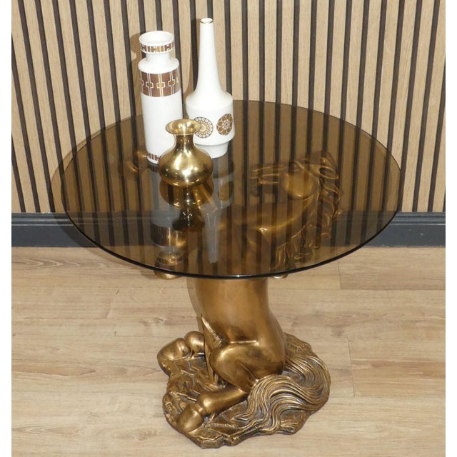 Small Gilt Horse Coffee Table with Smoked Glass Top, 1970s For Sale - Image 7 of 12