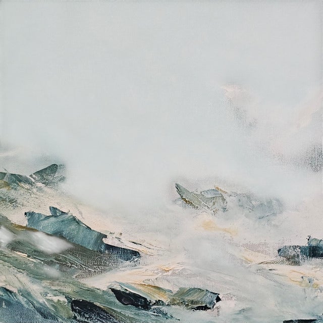 Bob Pepper “White Water” Modernist Coastal Seascape Oil on Canvas, 22" For Sale In San Francisco - Image 6 of 13