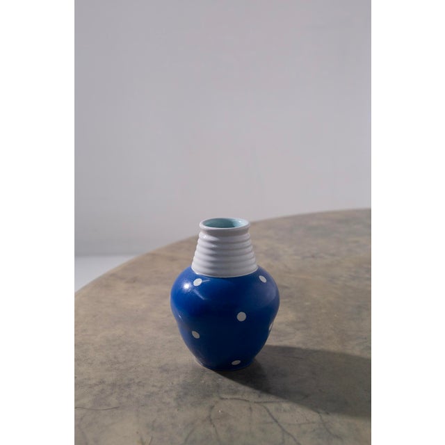 Small Vase with Blue Pois Dots from Rometti, 1940s For Sale - Image 6 of 8