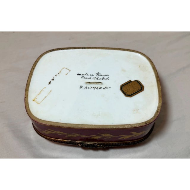 Large Antique 19th Century Hand Painted French B. Altman Porcelain Dresser Box For Sale - Image 4 of 12