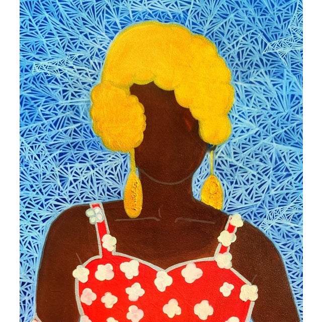 Figurative "Securely Waiting", Acrylic on Canvas Painting by Janet Adegoke For Sale - Image 3 of 4