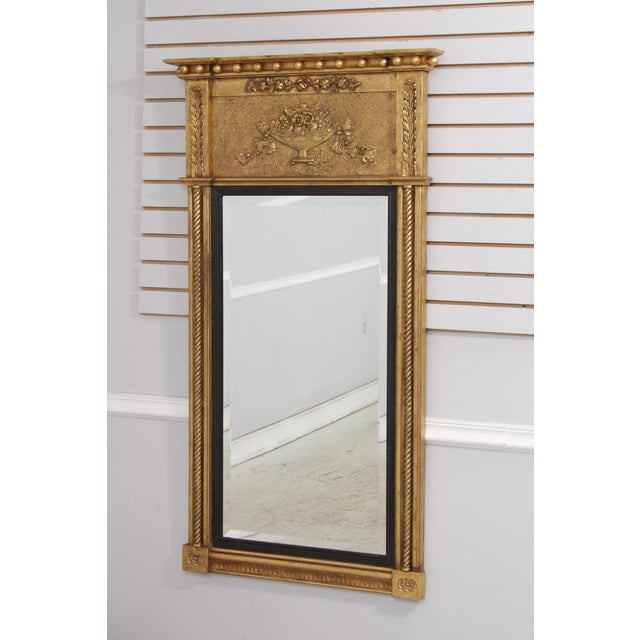 Age: Approx: 40 Years Old Details: Gold w. Black Accent Early 19th Century Design Trumeau Style Mirror w. Nice...
