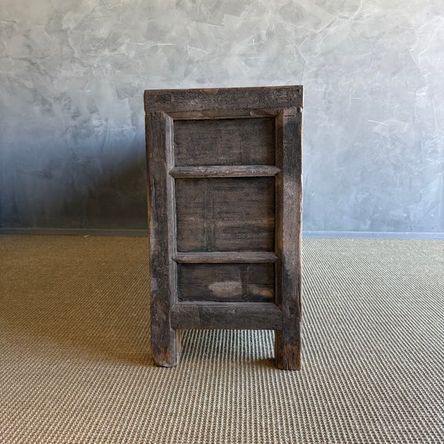 Vintage Painted Elm Wood Cabinet With Drawers For Sale - Image 11 of 13