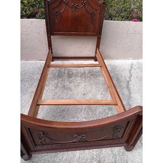 Vintage Twin Headboard Footboard Rails Dark Wood Tone Style: Traditional Color: Brown Dimensions: headboard 42" W x 56" H...