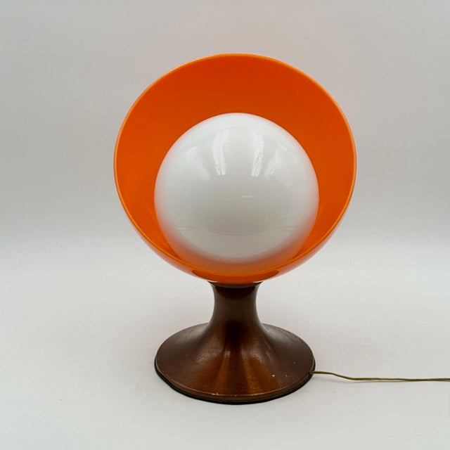 Italian Space Age Table Light in Orange Abs and Opaline Glass, 1970s For Sale - Image 4 of 15