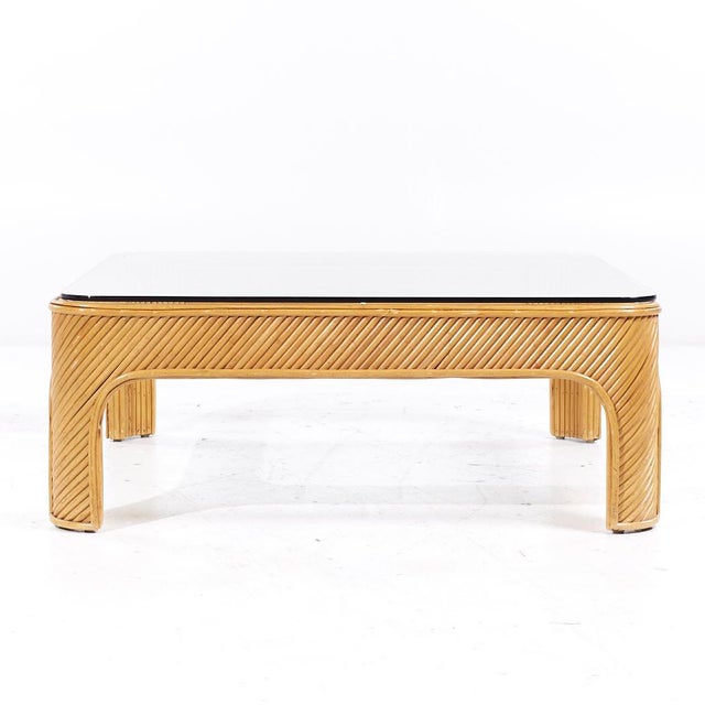 Gabriella Crespi Style Pencil Reed Mid Century Coffee Table This coffee table measures: 42 wide x 42 deep x 16 inches high...
