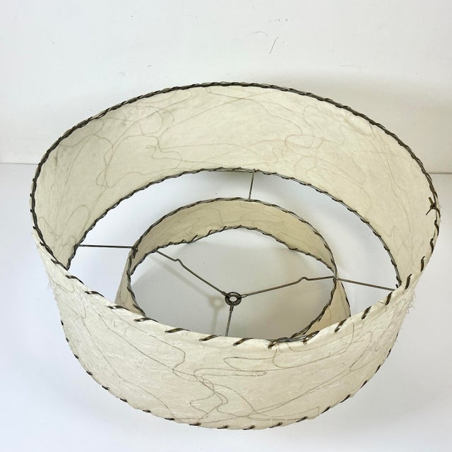 1940s Vintage Boho Chic Arts & Crafts 2 Tier Scalloped Edge Fiberglass Lamp Shade For Sale - Image 9 of 9