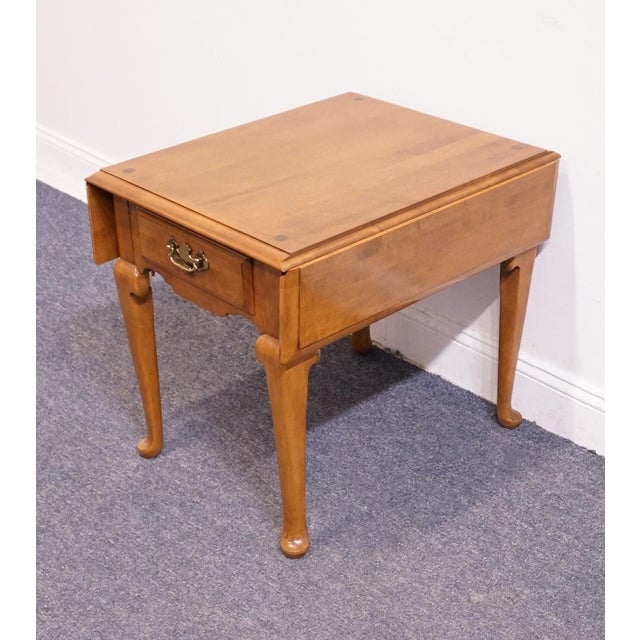 ETHAN ALLEN Heirloom Nutmeg Maple Colonial Early American 33" Drop Leaf Accent End Table 10-8034 23" High Leaves Down:...