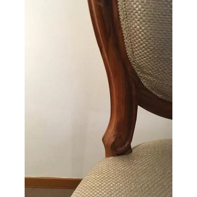 Wood Chairs in Walnut and Linen, Italy, 1990s, Set of 4 For Sale - Image 7 of 18