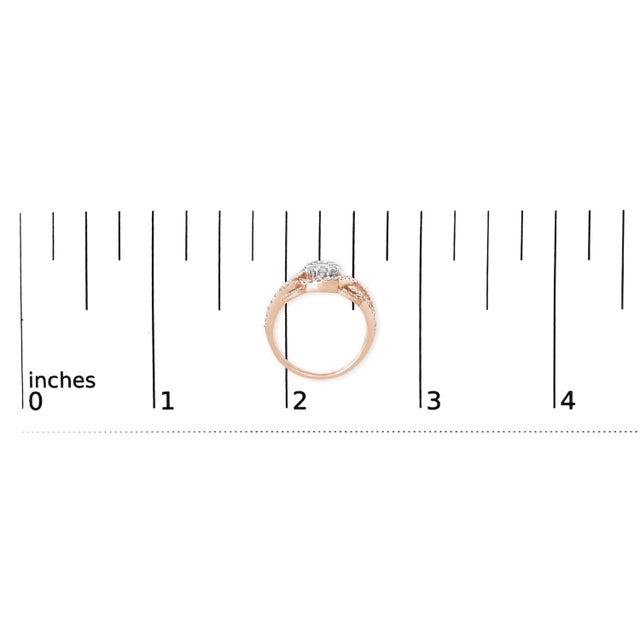 10K Rose Gold 3/4 Cttw Diamond Floral Cluster Head and Twisted Shank Cocktail Ring (H-I Color, SI1-SI2 Clarity) - Size 8 For Sale In New York - Image 6 of 6