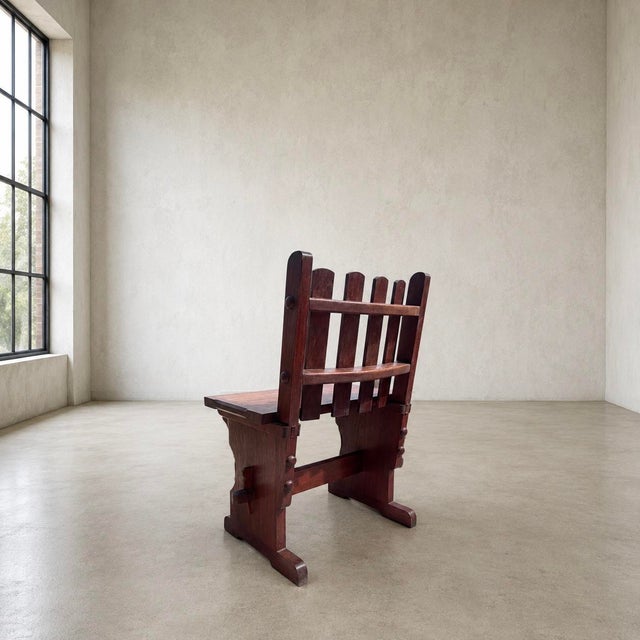 Arts & Crafts Brutalist Handcrafted Mahogany Chairs, 1970s, Set of 2 For Sale - Image 4 of 12