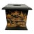 Chinese Black Lacquered Wood Tissue Box With Landscape Scenes. Chinoiserie For Sale