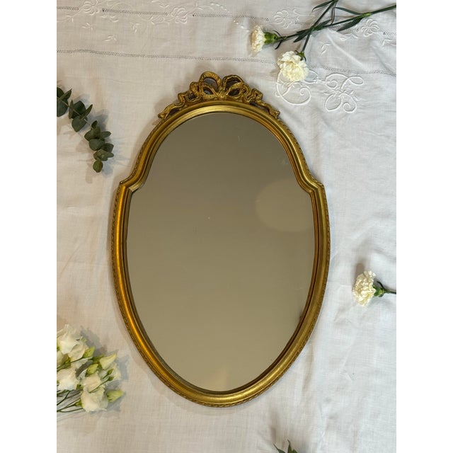 Louis XVI Style Oval Gilded Mirror For Sale - Image 4 of 4