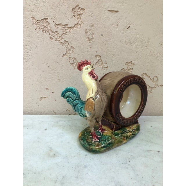 Brown C.1890 George Dreyfus Majolica Rooster Frame For Sale - Image 8 of 8