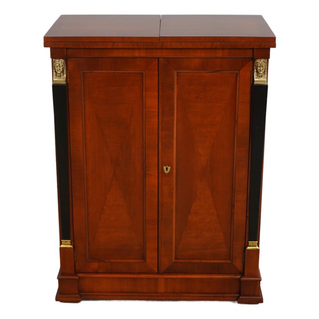 Baker French Empire Cherry Flip Top Bar Cabinet For Sale