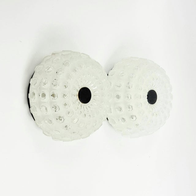 Stunning pair of mid-century modern textured glass wall lights/sconces from limburg, germany's leading glasswork, renowned...