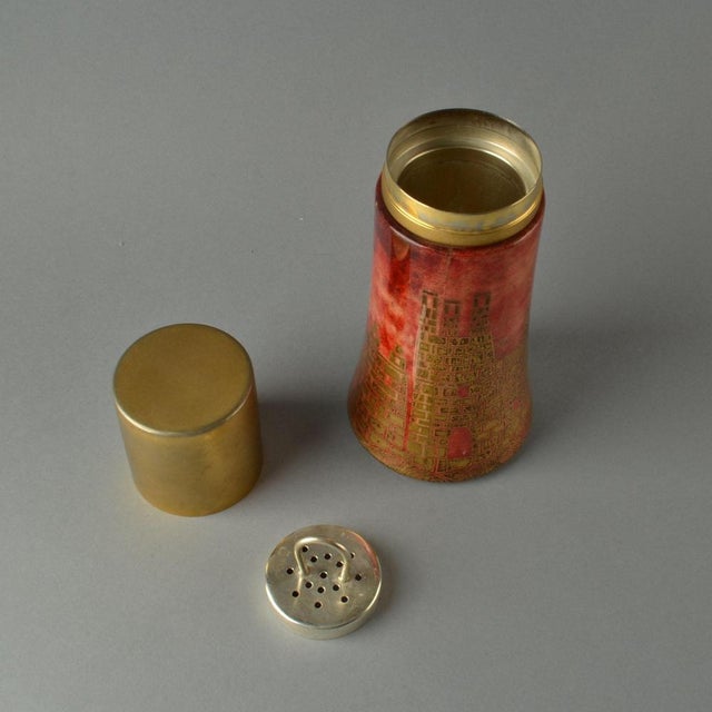 Cocktail Shaker in Red and Gilded Parchment by Aldo Tura, 1950s For Sale - Image 9 of 11
