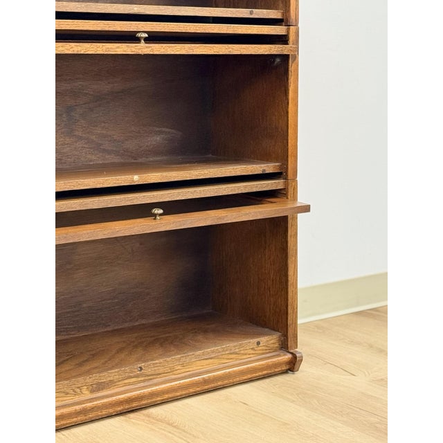 Vintage Bookcase Three Stack Oak Barrister Glass Door Traditional Shelf For Sale - Image 15 of 15