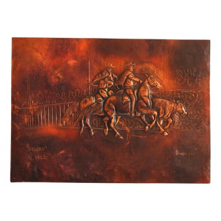 Hammered Copper Sculpted Wall Art, 1950s For Sale