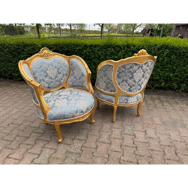 1940 European Louis XVI Gold Beech Sofa Set - 3 Pc For Sale - Image 16 of 18