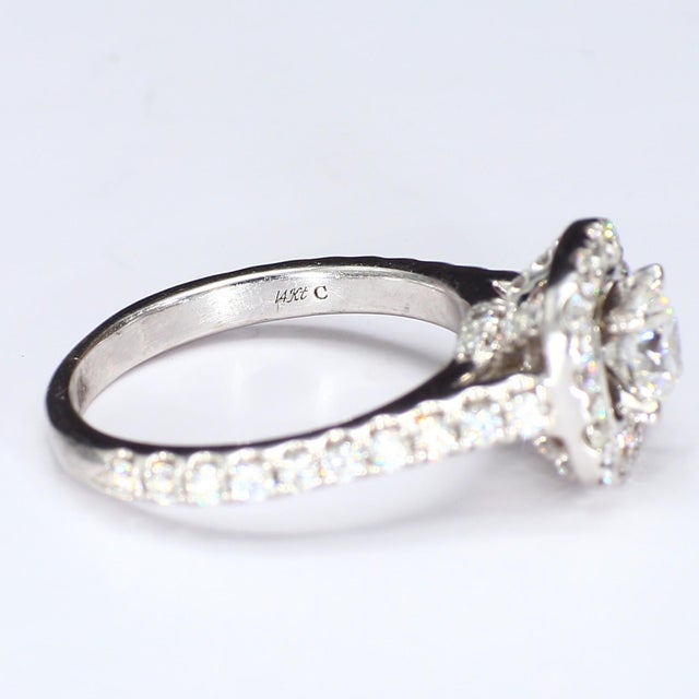 Neil Lane 14k White Gold Diamond Halo Engagement Ring With 0.5ct Round Brilliant, Size 4.75 For Sale - Image 9 of 11