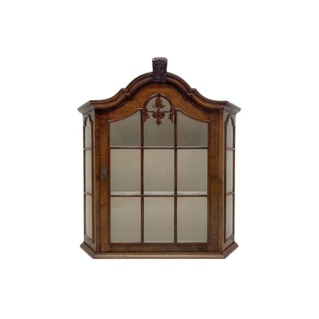 Walnut Veneer Wall Display Cabinet with Ornament and White Shelves, 1960s For Sale - Image 11 of 11