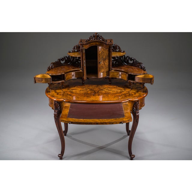 Antique Louis Philippe Walnut Vanity Desk, 1860 For Sale - Image 15 of 18