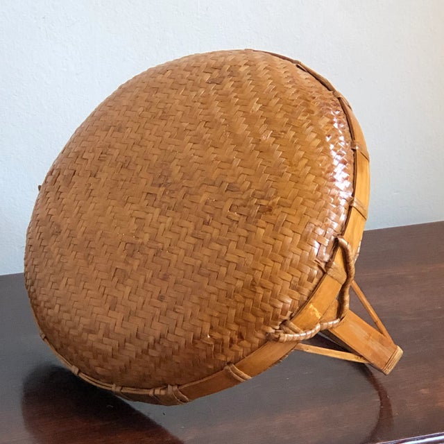 Wood Mid-20th Century Chinese Handled Basket For Sale - Image 7 of 11