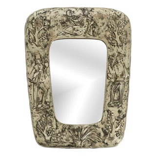Mid-Century Modern Wall Mirror with Silver-Plated Frame, 1950s For Sale