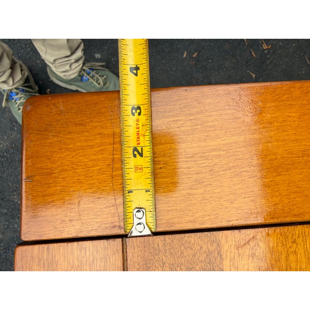 Wood Vintage Cushman Colonial Creations Farmhouse Style Solid Maple Sawbuck Table With Trestle Base With 2 Leaves For Sale - Image 7 of 17