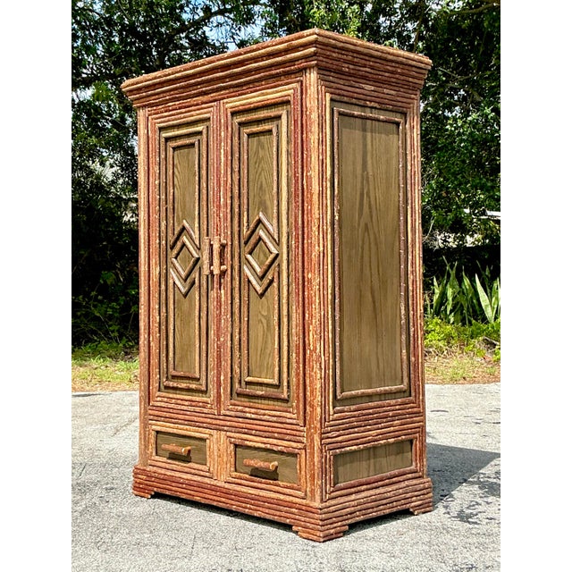 Brown Vintage Boho La Lune Primitive Armoire For Sale - Image 8 of 12