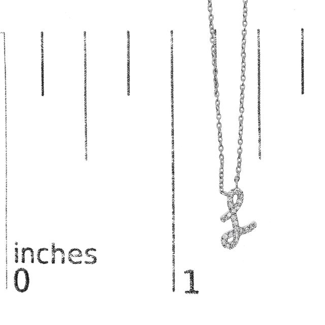 Early 21st Century 10K White Gold Diamond Accent "L" Initial Script Style Pendant Necklace For Sale - Image 5 of 5