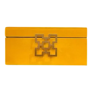 Contemporary Asian Yellow Wooden Jewelry Box, Medium Size