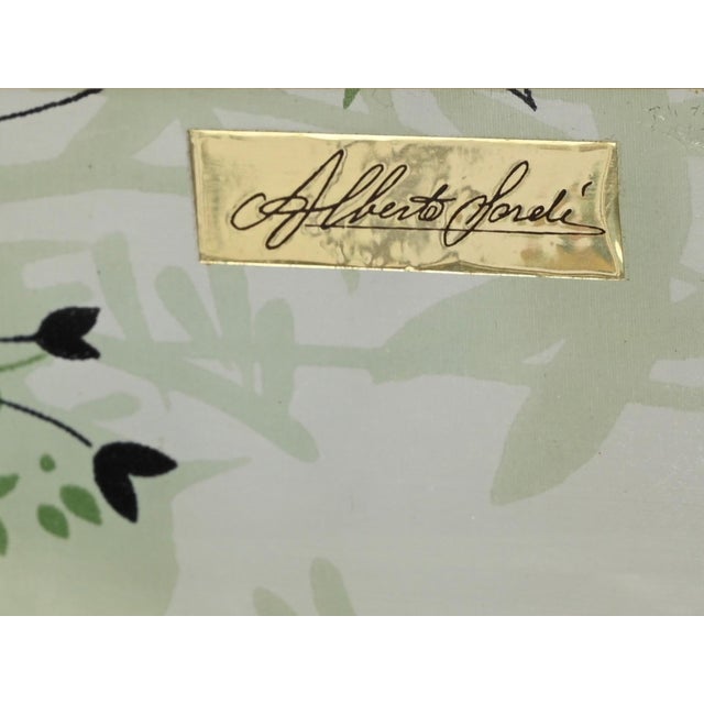 1970s Octagonal Floral Acrylic Glass and Brass Serving Tray by Alberto Sordi, Italy, 1970s For Sale - Image 5 of 14