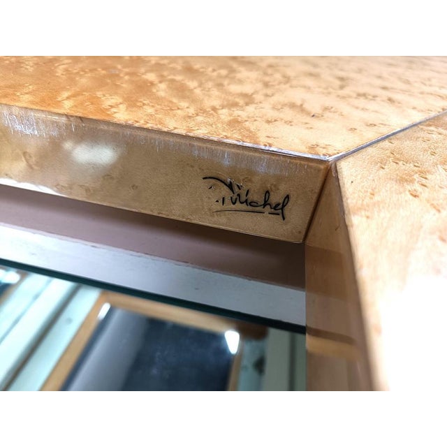 Vintage Ash Wood Hidden Bar Coffee Table attributed to Paul Michel, 1970s For Sale - Image 10 of 11