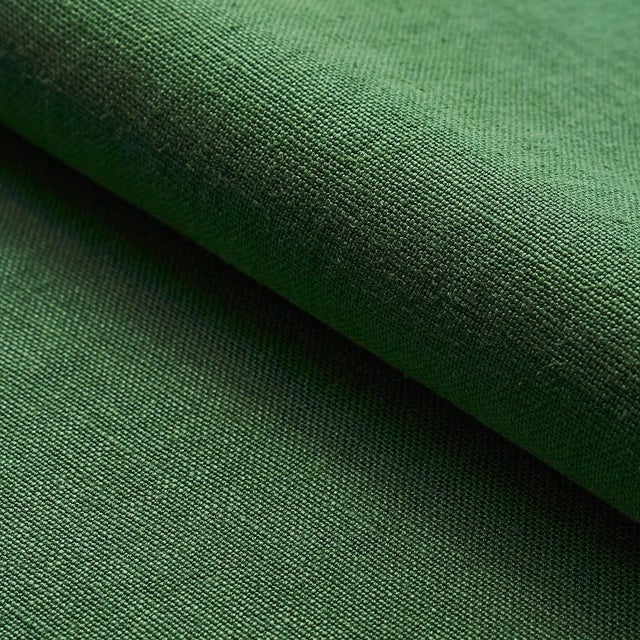 Schumacher Piet Performance Linen Fabric in Grass For Sale