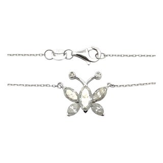 14k Gold 1.24 Carat Diamond Butterfly Pendant Necklace For Sale