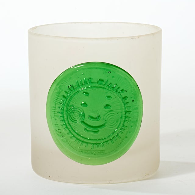 Glass Mid 20th Century Highball Glasses With Green Glass Embellishment - Set of 6 For Sale - Image 7 of 9