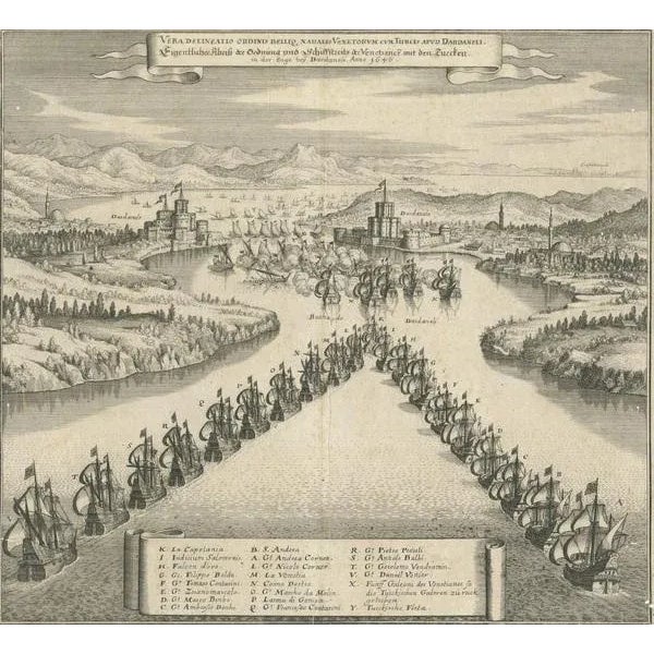 17th Century Merian, The Battle Fleet Off Constantinople, 1646, Copper Engraving For Sale - Image 5 of 10