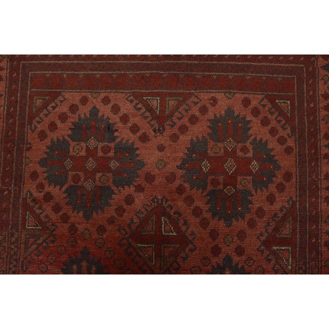 Red Turkmen Rug 3’4” X 4’11” Red Wool Tribal Hand-Knotted Oriental Carpet For Sale - Image 8 of 12