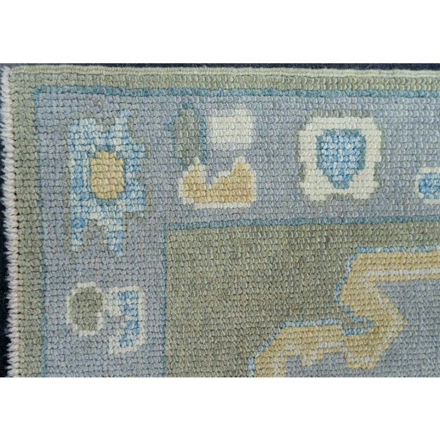 Turkish Oushak Rug 3' x 11'10" #19184 For Sale - Image 4 of 8