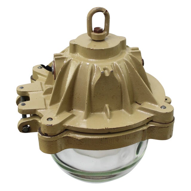 Vintage Industrial French Cast Iron Pendant Lamp by Mapelec Amiens, 1966 For Sale - Image 4 of 6