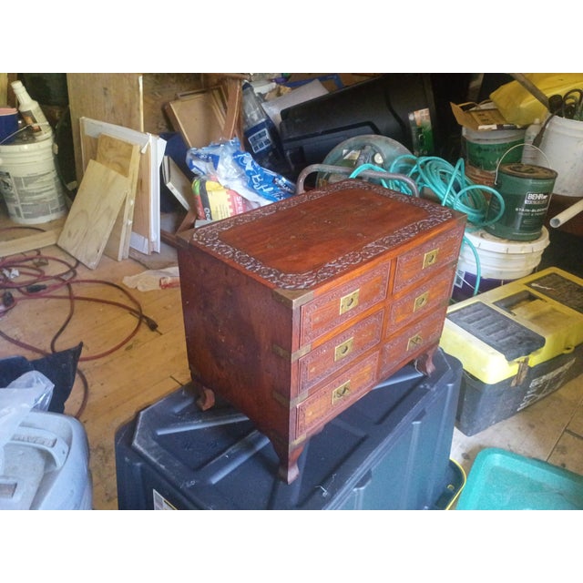 Burnt Umber Small Antique Anglo-Indian Campaign Chest For Sale - Image 8 of 12