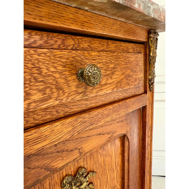 Antique French Art Deco Louis XVI Marble Ormolu Bedside Cabinet Nightstand For Sale - Image 4 of 12